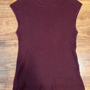 Axcess Ribbed Mock Neck Tank Top - Burgundy